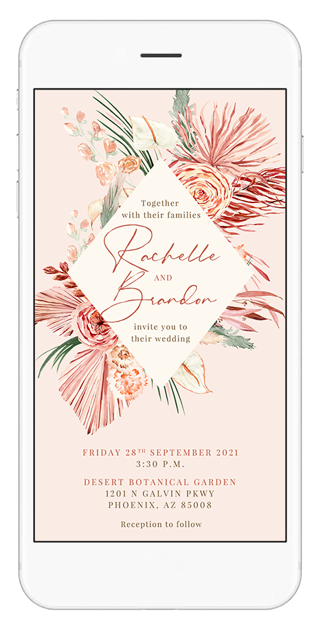 PM Botanical boho logo for wedding invitation.