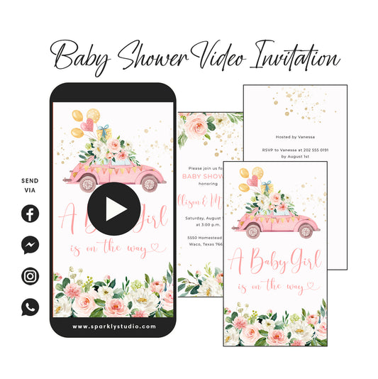 Baby Girl On The Way Baby Shower Video Invitation