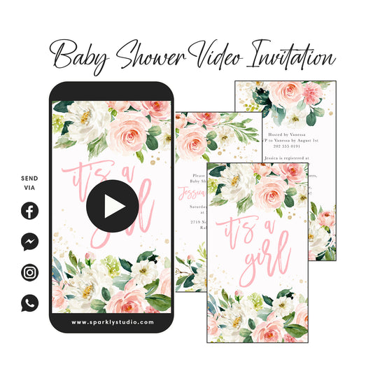 it's a girl baby shower video invitation