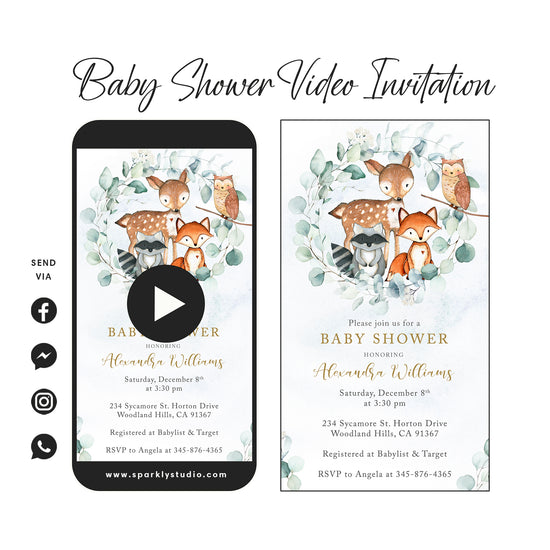 Woodland Animals Baby Shower Video Invitation