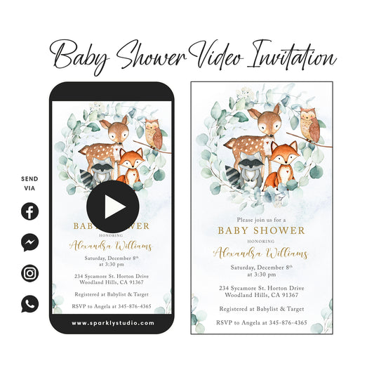 Woodland Animals Baby Shower Video Invitation