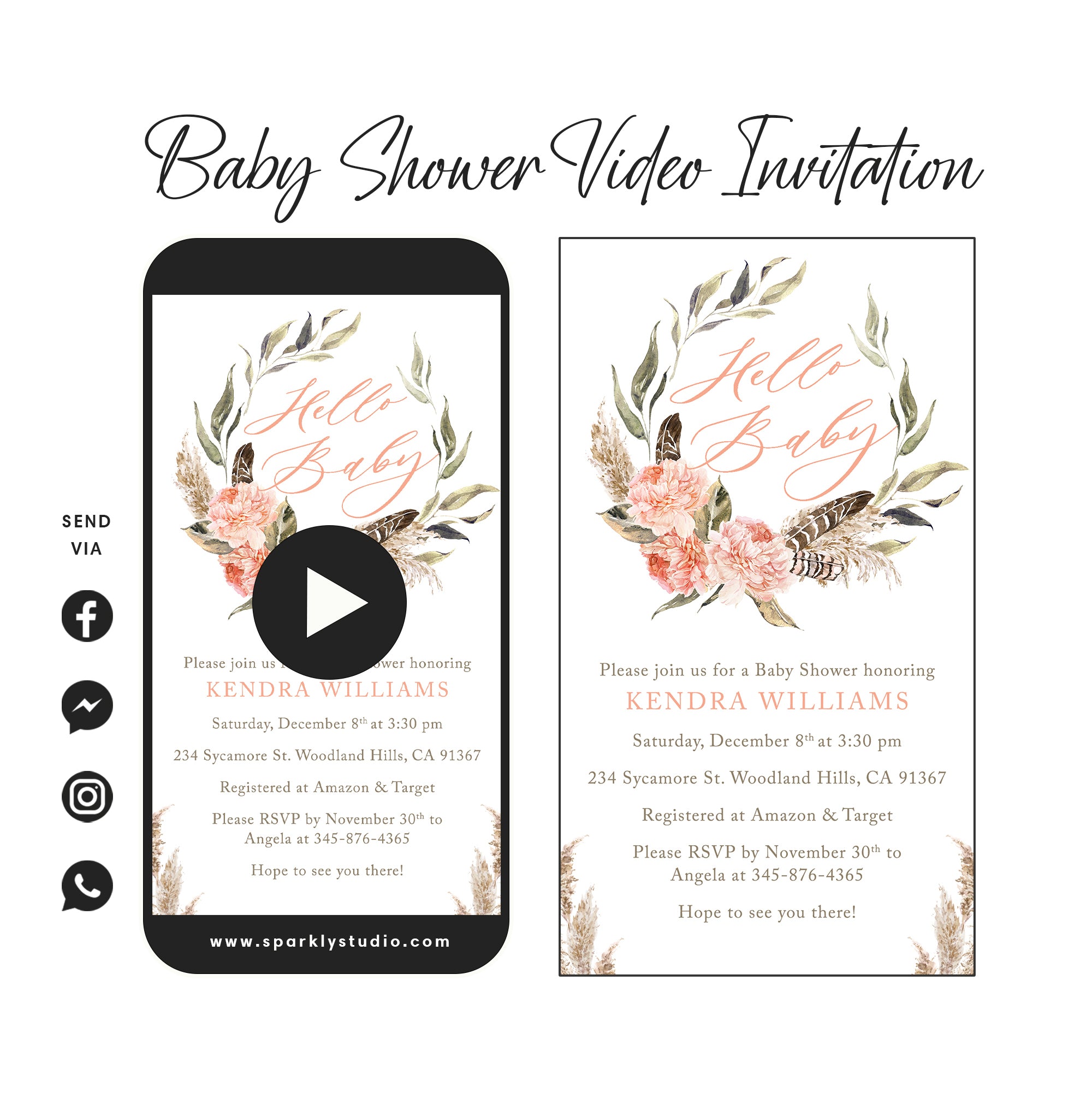 Boho Baby Shower Video Invitation