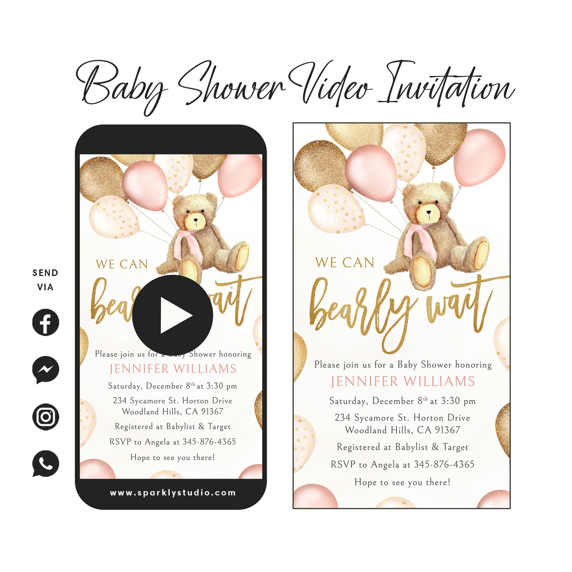 teddy bear baby shower video invitation 