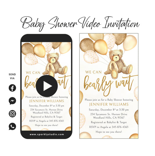 teddy bear baby shower video invitation