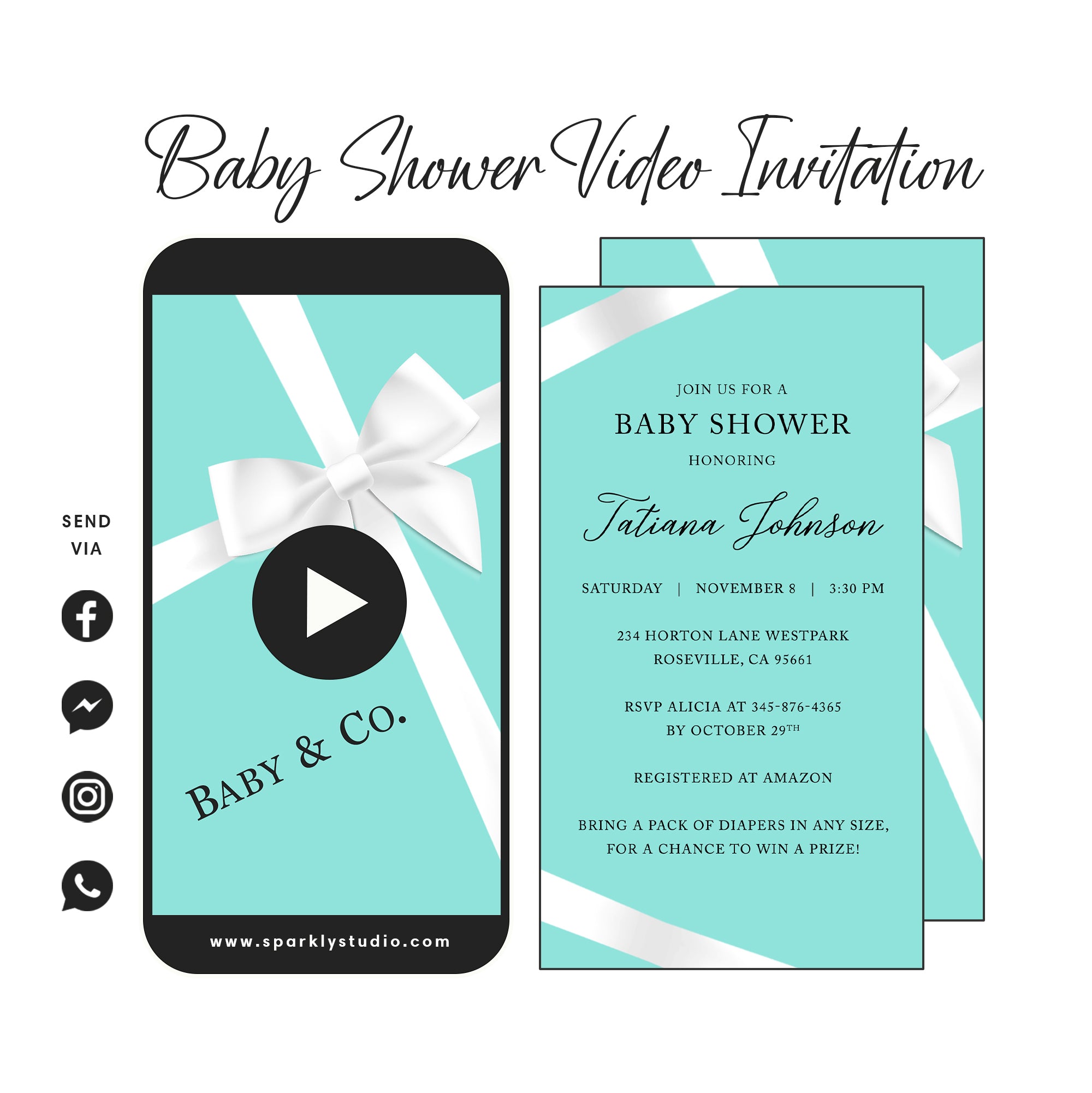 Tiffany & Co Theme Baby Shower Video Invitation
