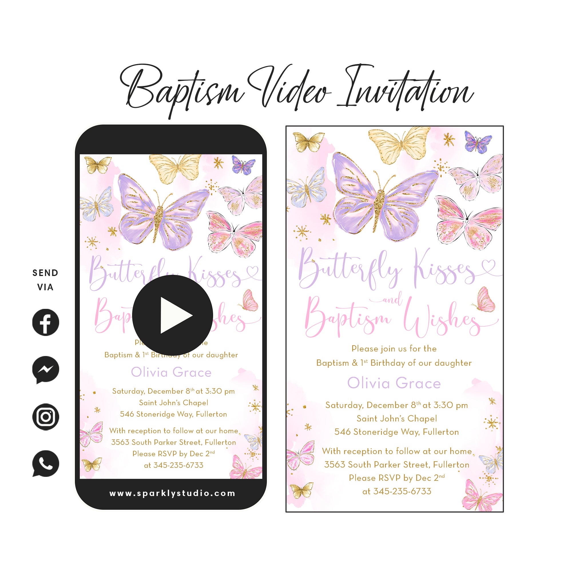 butterfly baptism video invitation