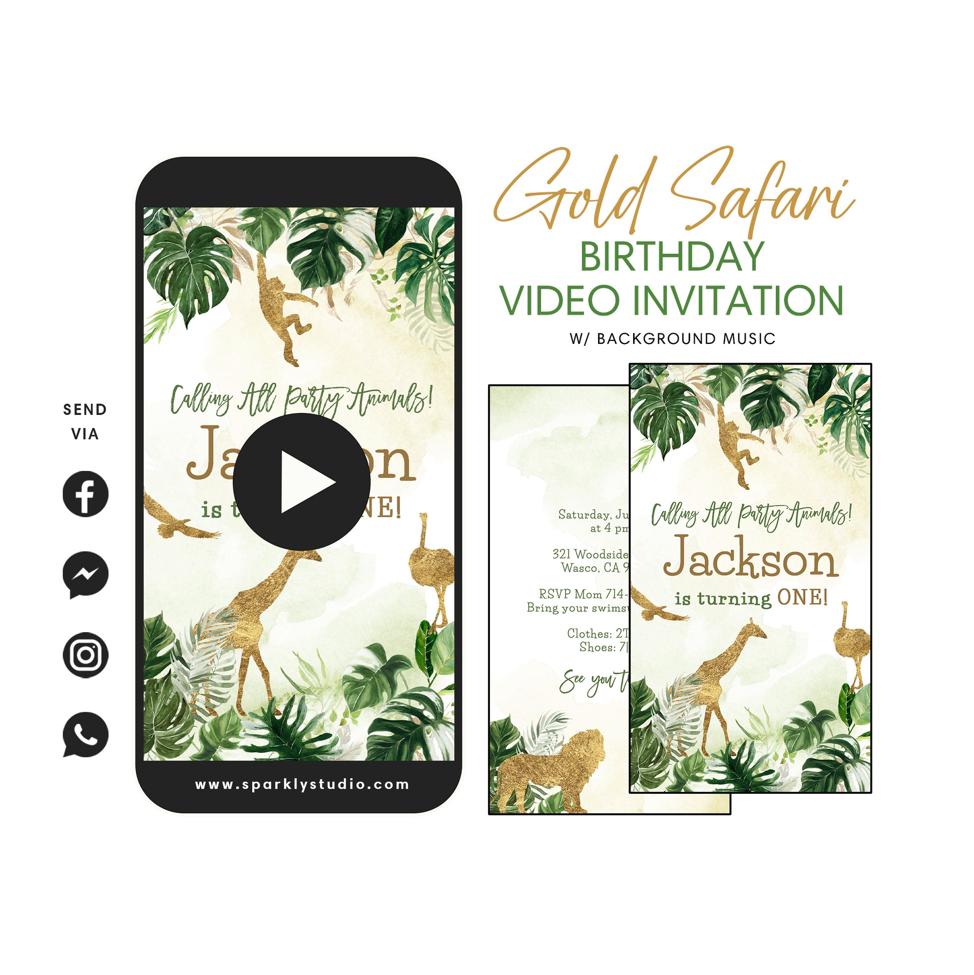 Gold Safari video Invitation