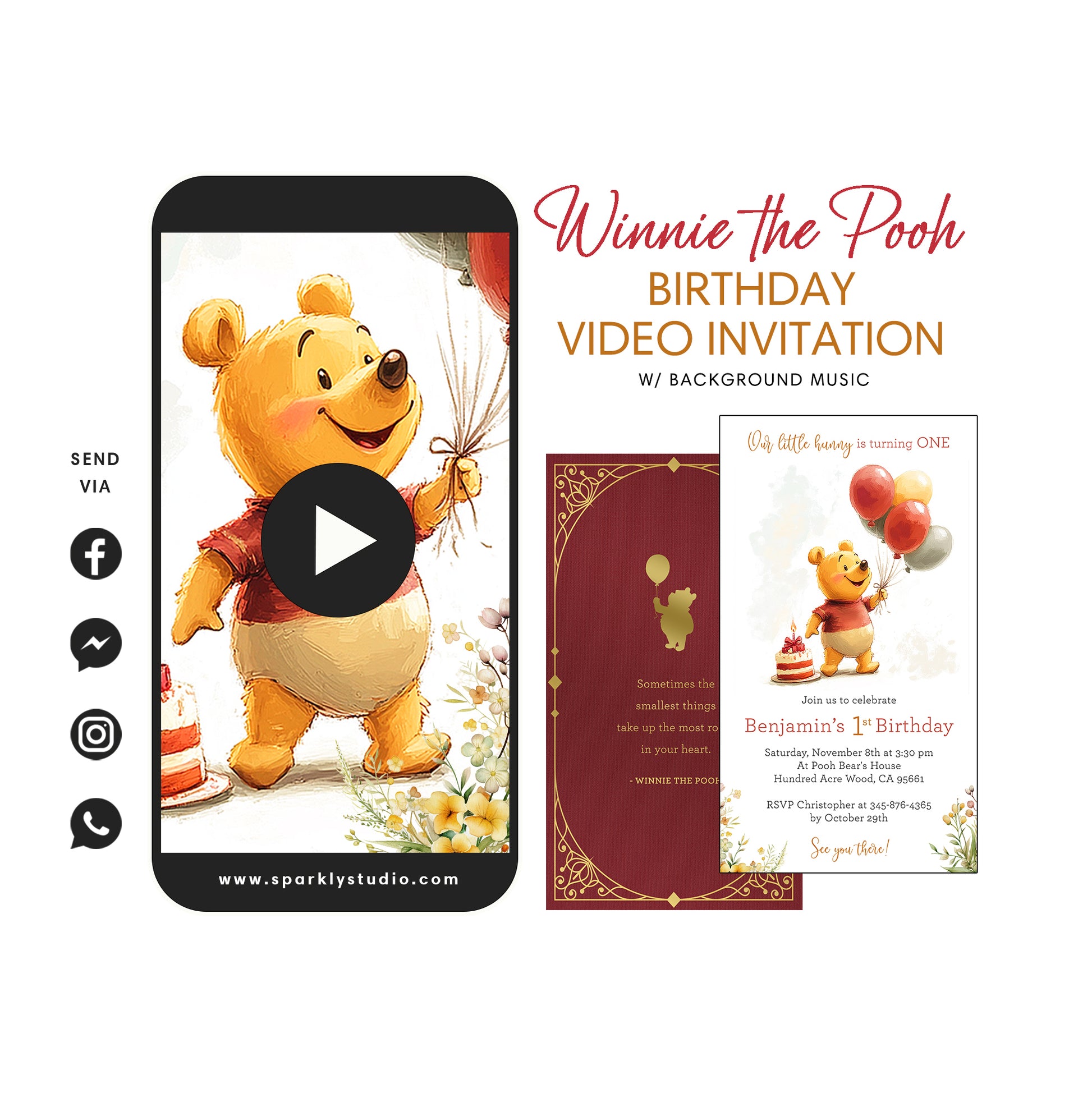 Winnie the Pooh birthday video invitation