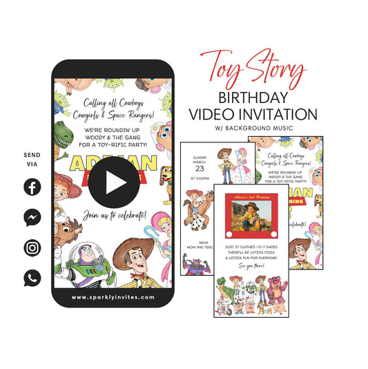 Toy Story Birthday Video Invitation | Woody and Buzz Party Digital Invite