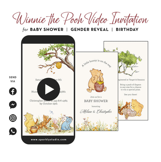 winnie the pooh baby shower video invitation