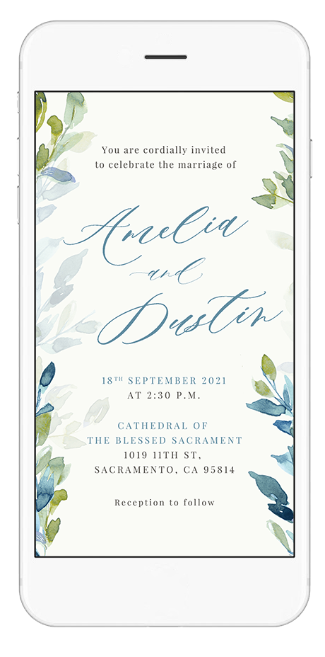 blue motif save the date