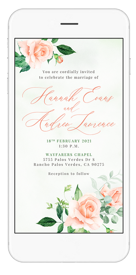 peach wedding invitation