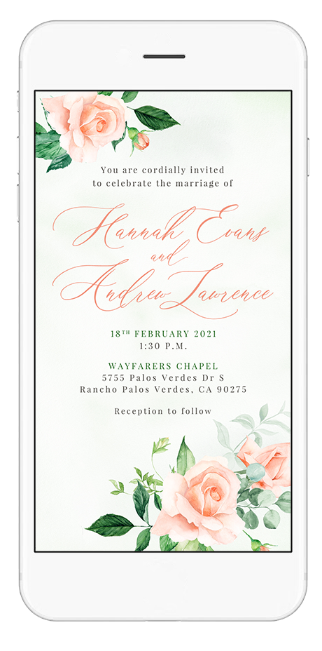 peach wedding invitation