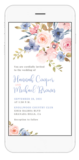 dusty blue wedding invitation